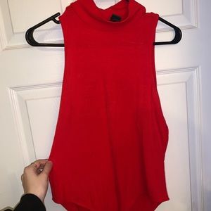 Red turtle neck body suit